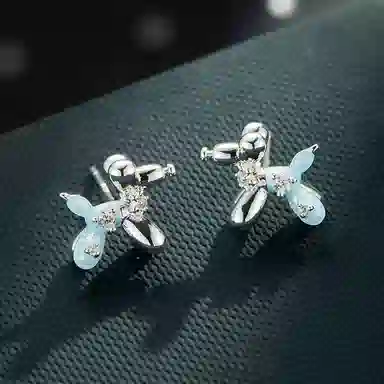 尚先生 创意灵动气球小狗日常百搭可爱滴油精致银针 合金锆石 耳钉 女款