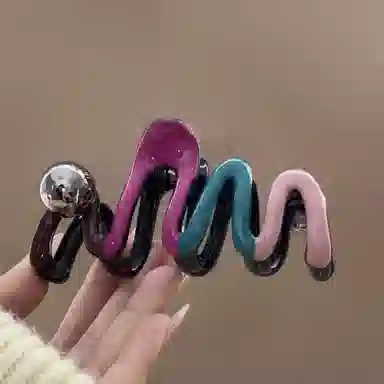 尚先生 高级感彩色发夹小众波浪鲨鱼夹后脑勺气质抓夹发卡新款时尚头饰 发饰 女款