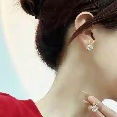 尚先生 甜美可旋转长耳兔子高级感轻奢锆石养耳洞银针 铜 耳钉 女款