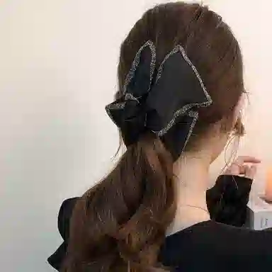 尚先生 赫本风蝴蝶结抓夹女法式复古高级感轻奢小众锆石发夹发量多鲨鱼夹 布艺 发饰 女款