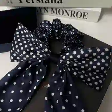 尚先生 高级波点蝴蝶结发圈慵懒秋冬大肠圈轻奢高级发绳法式超长飘带头绳 布艺 发饰 女