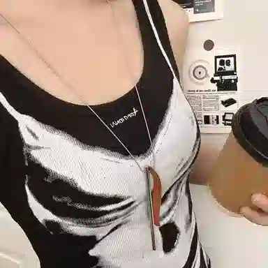 尚先生 不规则黑月牙哨子高级感轻奢小众不掉色 钛钢 项链 女款