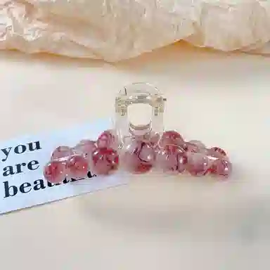 尚先生 新中式晕染紫色圆珠抓夹温柔气质鲨鱼夹通勤百搭国风发夹新款头饰 发饰 女款