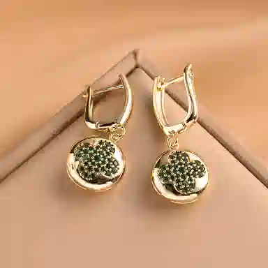 尚先生 法式高级感绿色清新防丢显白长款时尚气质 铜 耳环 女款