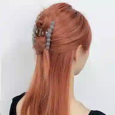 尚先生 国风新中式抓夹冰透灰色树脂圆珠鲨鱼夹时尚半扎发夹发卡 发饰 女款