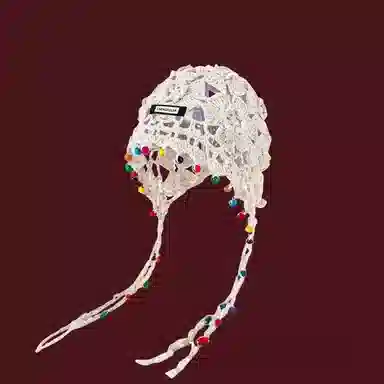 尚先生 波西米亚花朵流苏复古镂空民族风 针织 绒线帽 女款