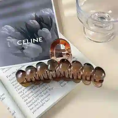 尚先生 渐变爱心抓夹高级感复古棕色鲨鱼夹后脑勺盘发 发夹 女款