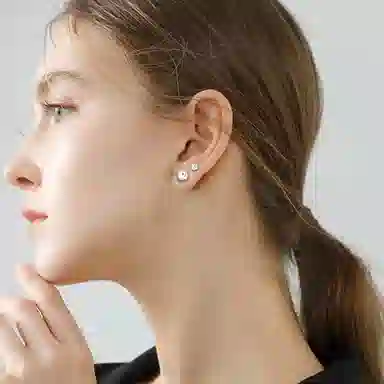 尚先生 养耳洞钻石超闪耳蜗钉螺丝拧扣 足银 耳钉 女款