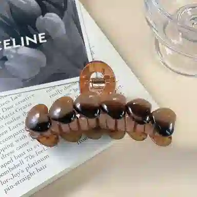 尚先生 复古晕染爱心抓夹棕色 通勤日常鲨鱼夹发卡 设计感头饰 发夹 女款