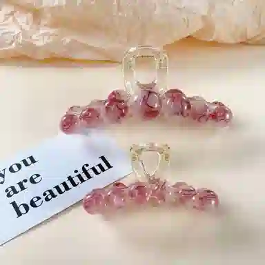 尚先生 新中式晕染紫色圆珠抓夹温柔气质鲨鱼夹通勤百搭国风发夹新款头饰 发饰 女款