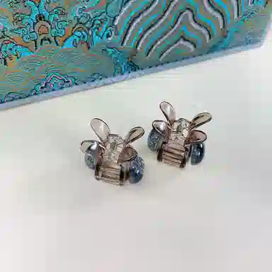 尚先生 甜美可爱兔兔小抓夹晕染国风圆珠顶夹半扎发夹减龄边夹碎发夹新款 发饰 女款