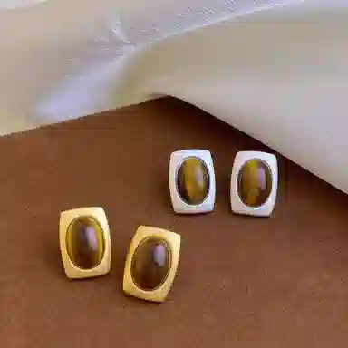 尚先生 欧美个性小众时尚几何设计感高级感 黄铜 耳钉 女款