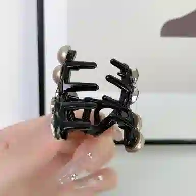 尚先生 简约珍珠亚克力小抓夹 时尚镶钻前额侧边夹 碎 头饰 发夹 女款