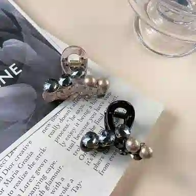 尚先生 简约珍珠亚克力小抓夹 时尚镶钻前额侧边夹 碎 头饰 发夹 女款