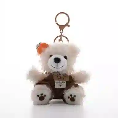 尚先生 小熊绒毛搭配贝雷帽调色板文艺牛仔背带裤造型爱精致 毛绒 挂件 男女同款情侣款