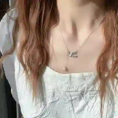 尚先生 蝴蝶轻奢小众设计感高级仿珍珠精致甜美锆石吊坠 钛钢 项链 女款 礼盒装