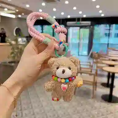尚先生 彩虹创意小熊女呆萌钥匙扣公仔韩版包包项链 毛绒 挂件 男女同款情侣款