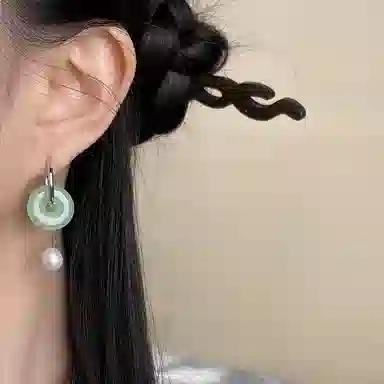 尚先生 国风原创天然淡水珍珠耳环耳圈复古优雅耳坠 琉璃 耳饰 女款