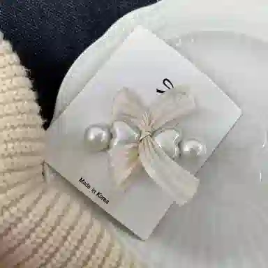 尚先生 甜美法式珍珠蝴蝶结发夹气质高级公主刘海夹温柔侧边发卡发饰 头饰 女款