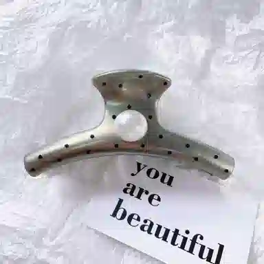 尚先生  法式气质波点圆珠抓夹优雅甜美温柔鲨鱼夹简约百搭发夹新款头饰 发饰 女款