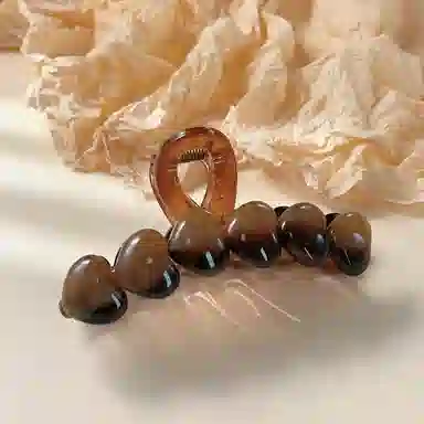 尚先生 复古晕染爱心抓夹棕色 通勤日常鲨鱼夹发卡 设计感头饰 发夹 女款