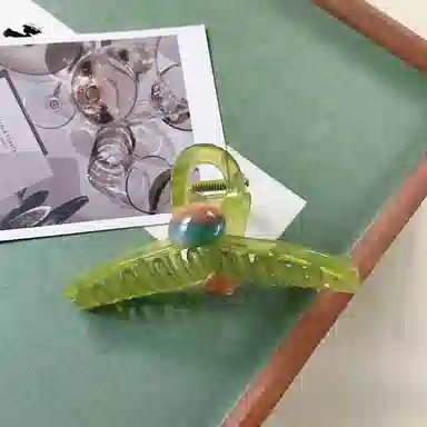 尚先生 冰透绿色亚克力抓夹彩色树脂圆珠鲨鱼夹后脑勺  发卡头饰 发夹 女款