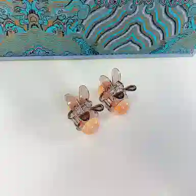 尚先生 甜美可爱兔兔小抓夹晕染国风圆珠顶夹半扎发夹减龄边夹碎发夹新款 发饰 女款