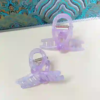 尚先生 夏季新款仙气渐变紫色简约圆珠中号抓夹甜美感高级鲨鱼夹新款清新 头饰 女款