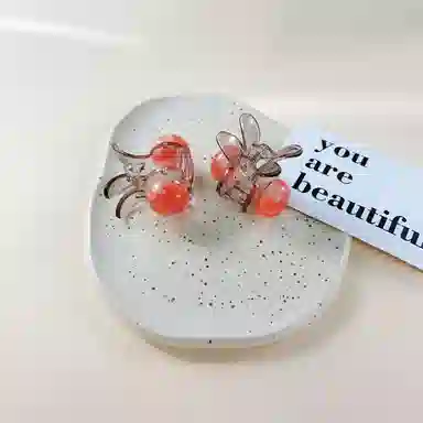 尚先生 甜美可爱兔兔小抓夹晕染国风圆珠顶夹半扎发夹减龄边夹碎发夹新款 发饰 女款