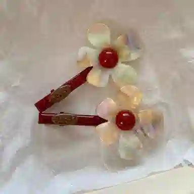 尚先生 韩国东大门小众设计感炫彩色花朵发夹少女感刘海碎发夹头饰 醋酸 边夹 女款