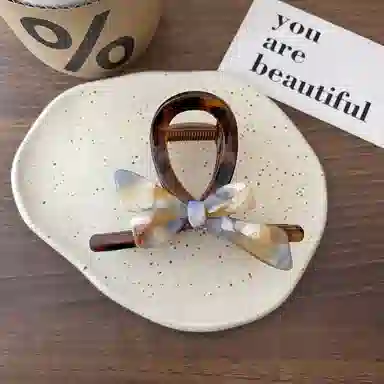 尚先生 冷淡风蓝色晕染蝴蝶发夹百搭鲨鱼夹后脑勺适合各种发量发抓夹发卡 发饰 女款