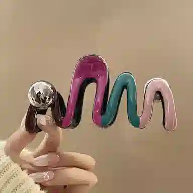 尚先生 高级感彩色发夹小众波浪鲨鱼夹后脑勺气质抓夹发卡新款时尚头饰 发饰 女款