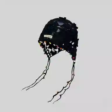 尚先生 波西米亚花朵流苏复古镂空民族风 针织 绒线帽 女款