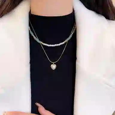 尚先生 双层叠戴爱心百搭高级感轻奢 钛钢 项链 女款