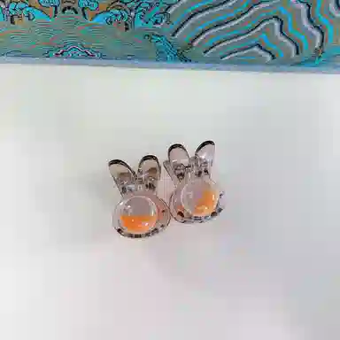 尚先生 甜美可爱兔兔小抓夹晕染国风圆珠顶夹半扎发夹减龄边夹碎发夹新款 发饰 女款