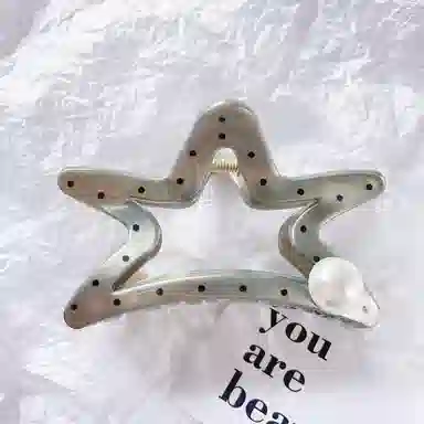 尚先生  法式气质波点圆珠抓夹优雅甜美温柔鲨鱼夹简约百搭发夹新款头饰 发饰 女款