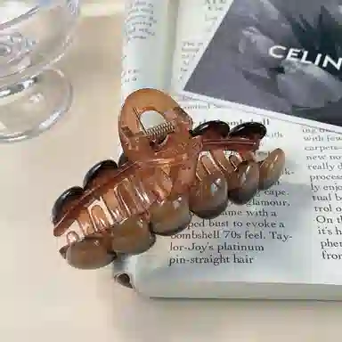 尚先生 复古晕染爱心抓夹棕色 通勤日常鲨鱼夹发卡 设计感头饰 发夹 女款