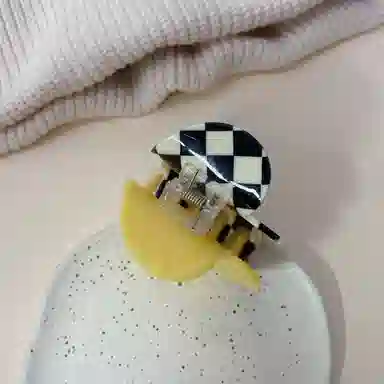 尚先生  网红爱心格子发夹新款爆款抓夹后脑勺棋盘格鲨鱼夹高级头饰发卡 发饰 女款