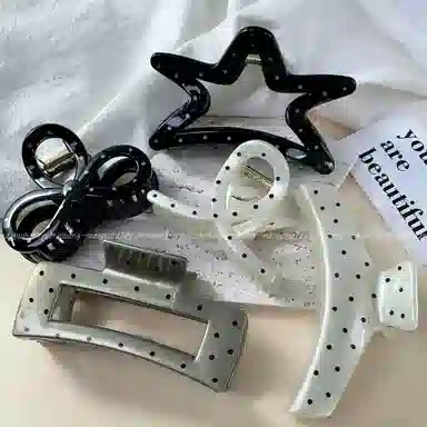 尚先生 法式网红大号鲨鱼夹方形几何后脑勺发夹新款发抓波点百搭发卡头饰 发饰 女款