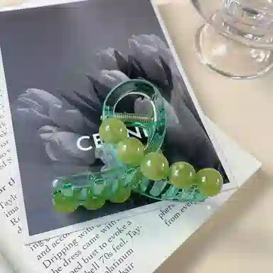 尚先生 法式小清新绿色抓夹可爱甜美鲨鱼夹发卡后脑勺盘发饰 发夹 女款