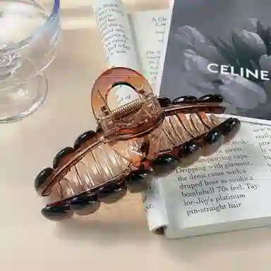 尚先生 渐变爱心抓夹高级感复古棕色鲨鱼夹后脑勺盘发 发夹 女款