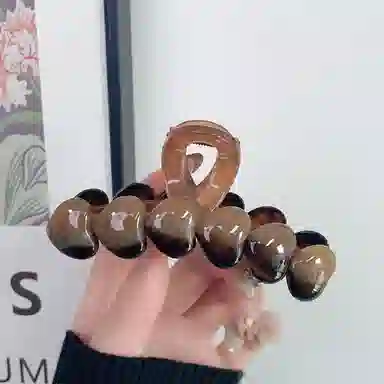 尚先生 复古晕染爱心抓夹棕色 通勤日常鲨鱼夹发卡 设计感头饰 发夹 女款