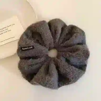 尚先生 手作羊毛复古时尚毛线柔软优雅百搭美拉德系咖色女慵懒风简约韩系头饰扎头发秋冬发绳 毛绒 大肠发圈 女款