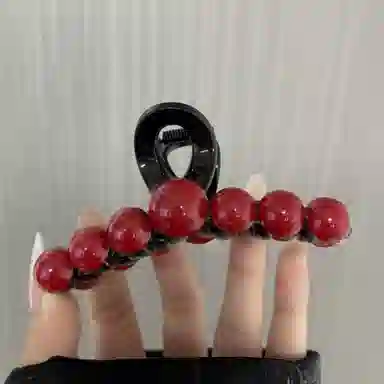 尚先生 红豆发夹气质国风鲨鱼夹红色简约后脑勺盘发抓新款常规发量抓夹子 发饰 女款