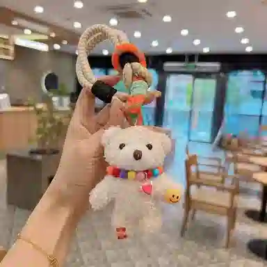 尚先生 彩虹创意小熊女呆萌钥匙扣公仔韩版包包项链 毛绒 挂件 男女同款情侣款