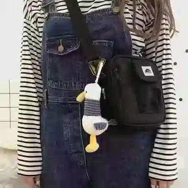 尚先生 网红可爱卡通加油鸭钥匙扣玩偶公仔书包节 毛绒 挂件 男女同款情侣款