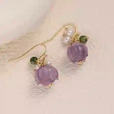 尚先生 气质高级感轻奢多巴胺石榴花甜美气质 铜 耳环 女款