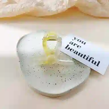 尚先生 仙气新款渐变浅黄色圆珠中号抓夹田园风夏季鲨鱼夹后脑勺发卡发夹 头饰 女款