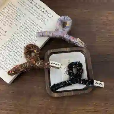 尚先生 彩色毛线缠绕甜美气质鲨鱼夹后脑勺盘发抓秋冬甜美发夹发卡头饰 发饰 女款