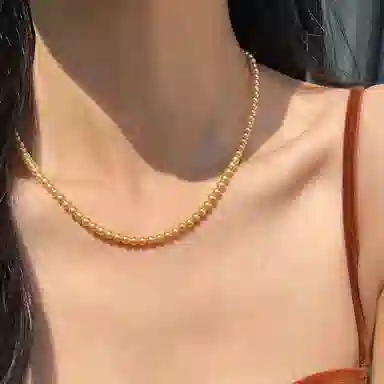 尚先生 浅金色小米粒锁骨链高级感轻奢小众简约颈链气质优雅高亮 铜 项链 女款